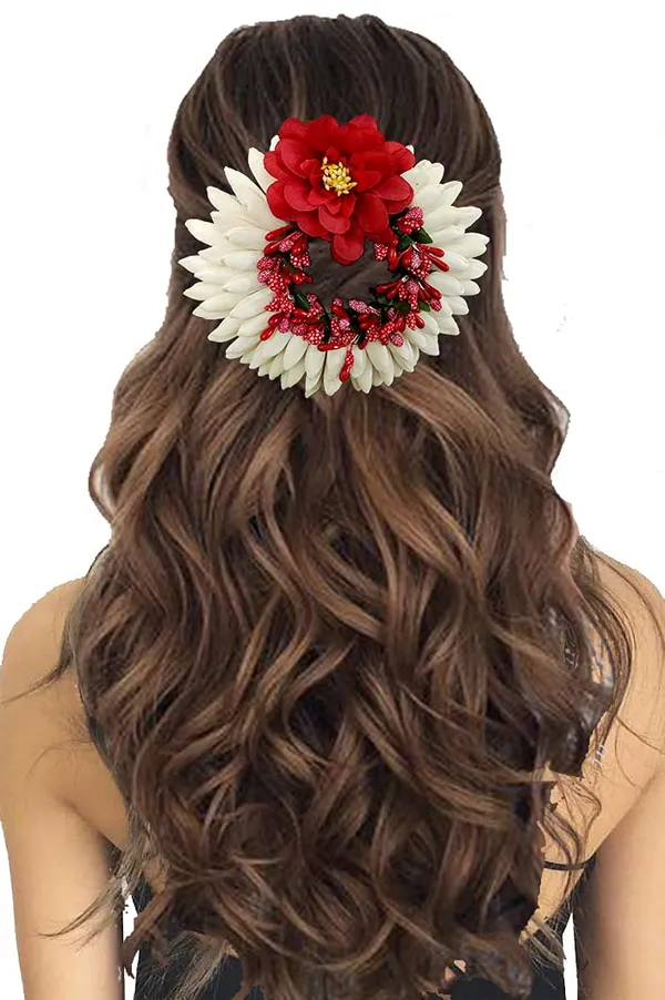 Red_Artificial_Rose_With_Lily_Flower_Rounded_Hair_Accessories_And_Hairpin_(14_X_8_X_4_Cm)