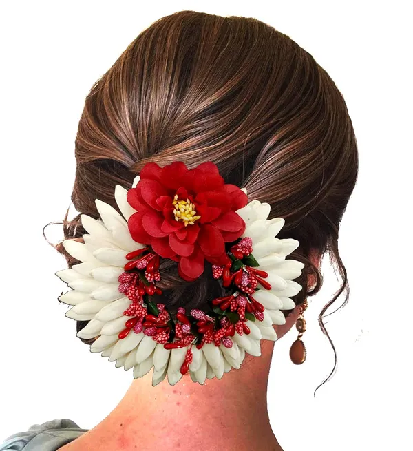 Red_Artificial_Rose_With_Lily_Flower_Rounded_Hair_Accessories_And_Hairpin_(14_X_8_X_4_Cm)