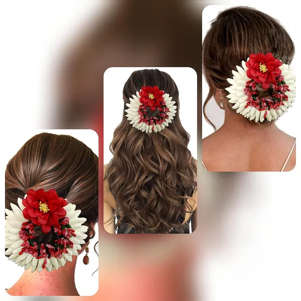 Red_Artificial_Rose_With_Lily_Flower_Rounded_Hair_Accessories_And_Hairpin_(14_X_8_X_4_Cm)