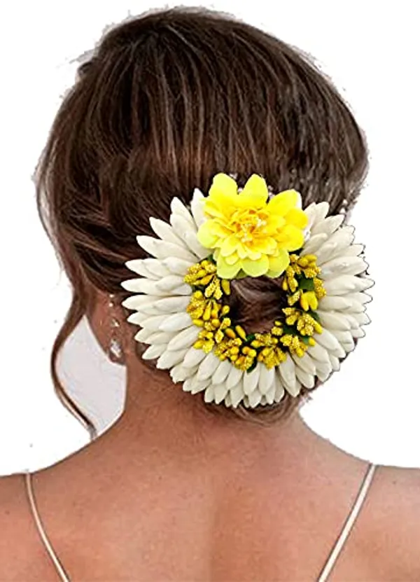 Yellow_Artificial_Rose_With_Pollen_Flower_Rounded_Hair_Pin_(14_X_8_X_4_Cm)