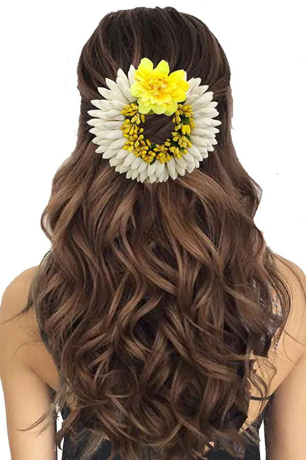 Yellow_Artificial_Rose_With_Pollen_Flower_Rounded_Hair_Pin_(14_X_8_X_4_Cm)
