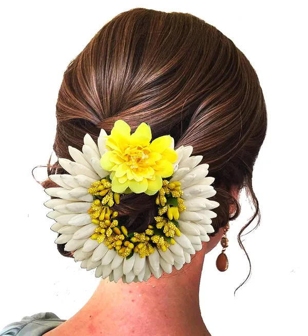 Yellow_Artificial_Rose_With_Pollen_Flower_Rounded_Hair_Pin_(14_X_8_X_4_Cm)