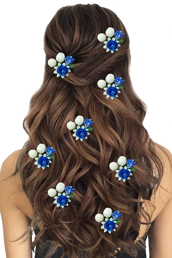 Blue_Artificial_Small_Rose_Flower_With_Mogra_Hair_Pin_Accessories_For_Women_&_Girls_(Pak_Of_8_Pins)_(14_X_8_X_1_Cm)
