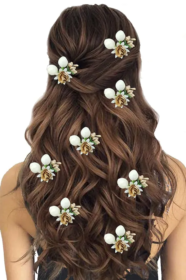 Golden_Artificial_Small_Rose_Flower_With_Mogra_Hair_Pin_Accessories_For_Women_&_Girls_(Pak_Of_8_Pins)_(14_X_8_X_1_Cm)