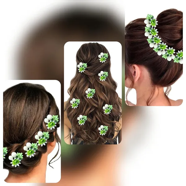 Light_Green_Artificial_Small_Rose_Flower_With_Mogra_Hair_Pin_Accessories_For_Women_&_Girls_(Pak_Of_8_Pins)_(14_X_8_X_1_Cm)
