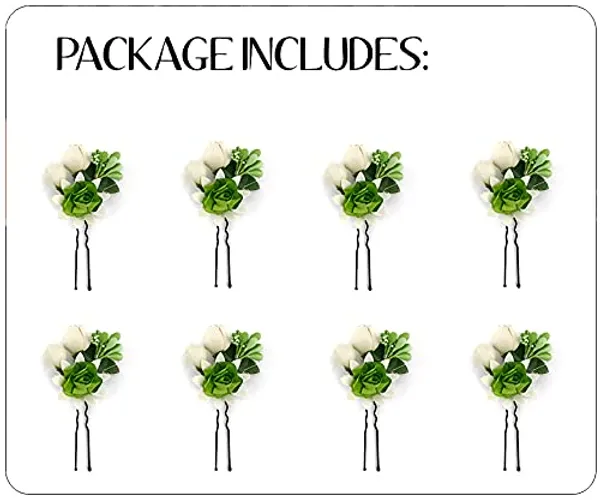 Light_Green_Artificial_Small_Rose_Flower_With_Mogra_Hair_Pin_Accessories_For_Women_&_Girls_(Pak_Of_8_Pins)_(14_X_8_X_1_Cm)
