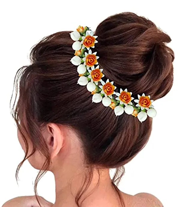 Orange_Attractive_Artificial_Small_Rose_Flower_With_Mogra_Bridal_Wedding_Hair_Accessories_For_Women_&_Girls_(14_X_8_X_1_Cm)