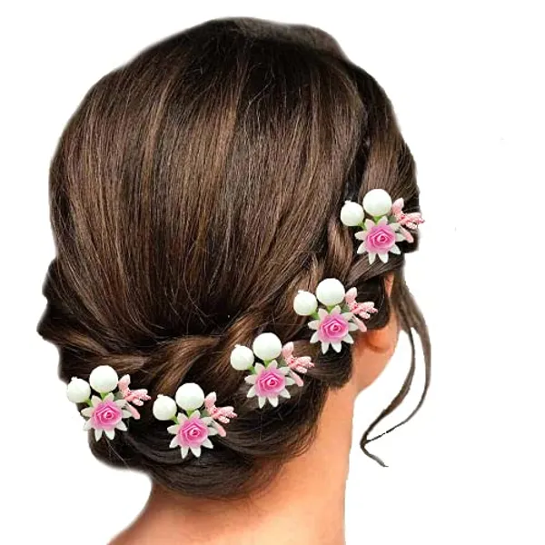 Peach_Artificial_Small_Rose_Flower_With_Mogra_Hair_Pin_Accessories_For_Women_&_Girls_(Pak_Of_8_Pins)_(14_X_8_X_1_Cm)