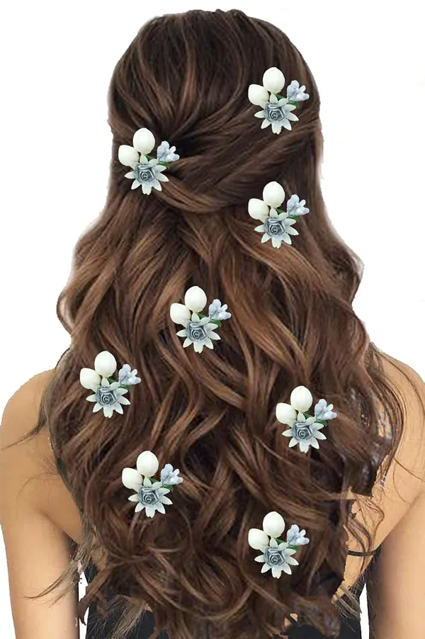 Silver_Artificial_Small_Rose_Flower_With_Mogra_Hair_Pin_Accessories_For_Women_&_Girls_(Pak_Of_8_Pins)_(14_X_8_X_1_Cm)