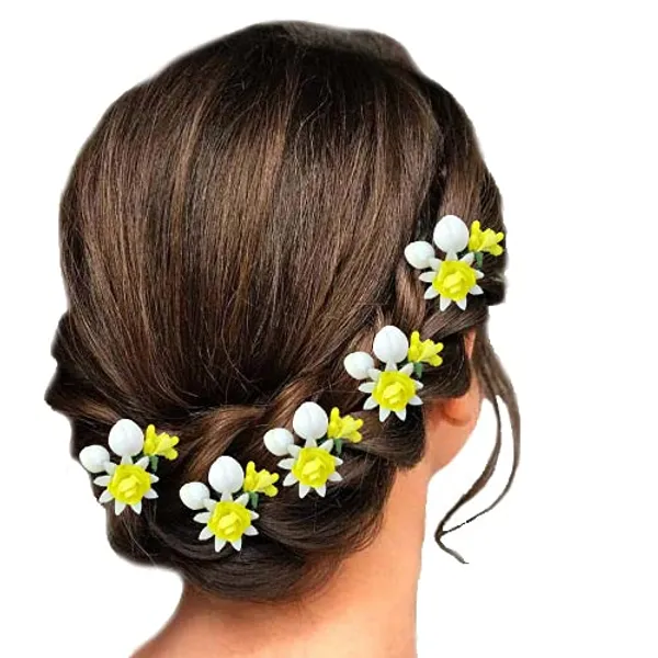 Yellow_Artificial_Small_Rose_Flower_With_Mogra_Hair_Pin_Accessories_For_Women_&_Girls_(Pak_Of_8_Pins)_(14_X_8_X_1_Cm)