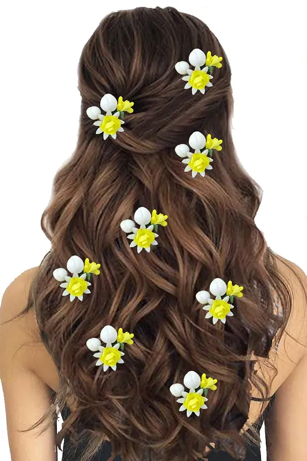 Yellow_Artificial_Small_Rose_Flower_With_Mogra_Hair_Pin_Accessories_For_Women_&_Girls_(Pak_Of_8_Pins)_(14_X_8_X_1_Cm)