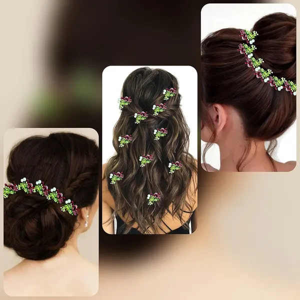 Pack_of_10_Maroon_Artificial_Round_Shape_Small_Flower_With_Mogra_Hair_Pin_Accessories_For_Women