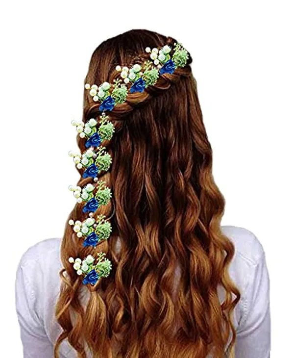 Pack_of_8_Blue_Artificial_Rose_Flower_With_Mogra_Hair_Pin_Accessories_For_Women