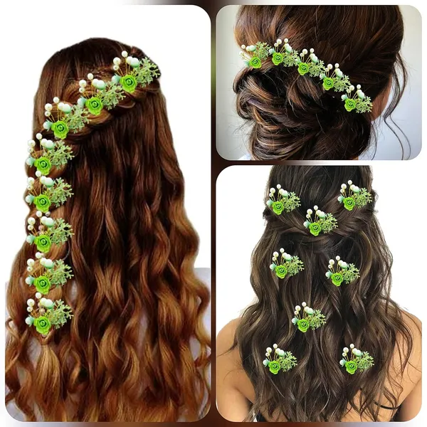 Pack_of_8_Light_Green_Artificial_Rose_Flower_With_Mogra_Hair_Pin_Accessories_For_Women