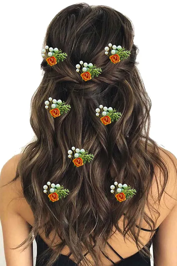 Pack_of_8_Orange_Artificial_Rose_Flower_With_Mogra_Hair_Pin_Accessories_For_Women