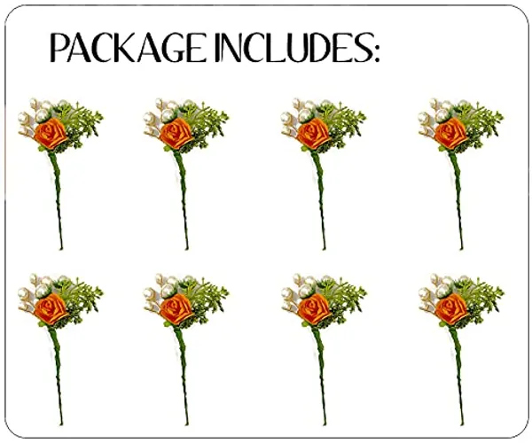 Pack_of_8_Orange_Artificial_Rose_Flower_With_Mogra_Hair_Pin_Accessories_For_Women