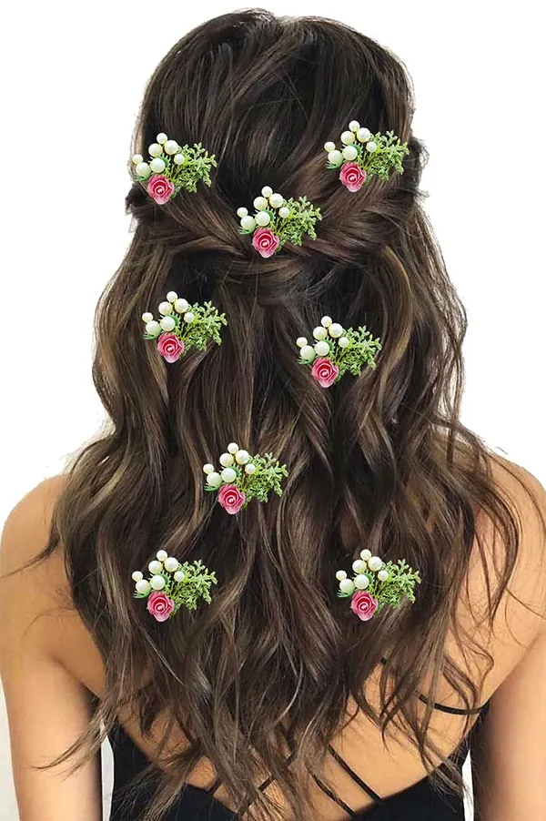 Pack_of_8_Peach_Artificial_Rose_Flower_With_Mogra_Hair_Pin_Accessories_For_Women