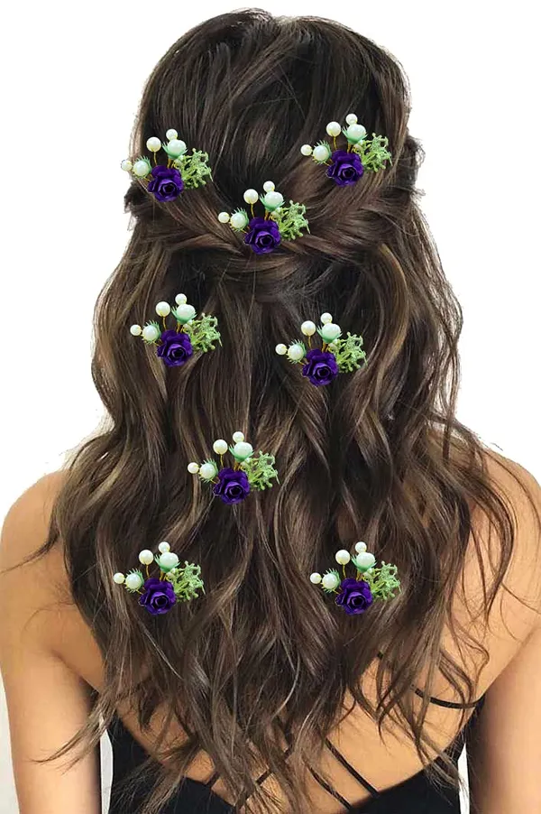 Pack_of_8_Purple_Artificial_Rose_Flower_With_Mogra_Hair_Pin_Accessories_For_Women