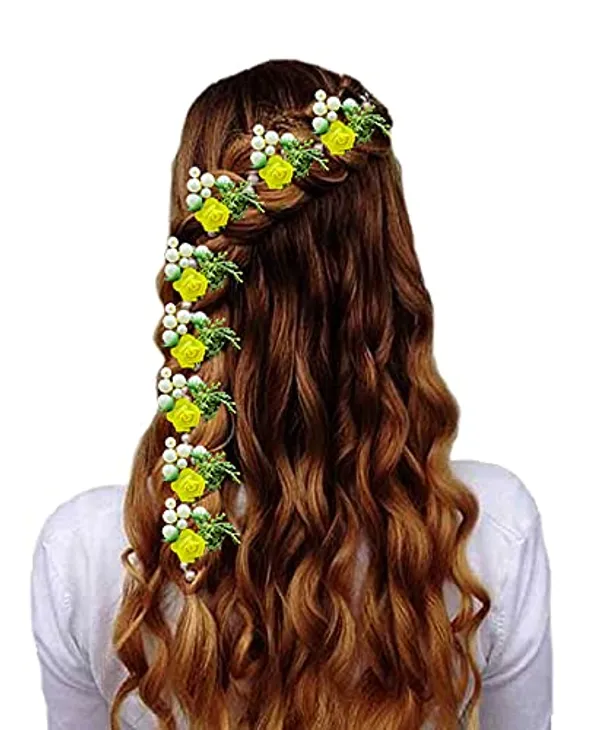 Pack_of_8_Yellow_Artificial_Rose_Flower_With_Mogra_Hair_Pin_Accessories_For_Women