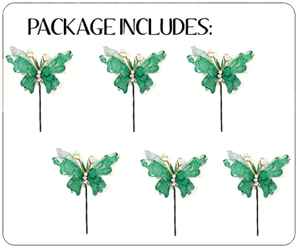 Pack_of_6_Dark_Green_Artificial_Butterfly_Hair_Pin_For__And_Women_Pins