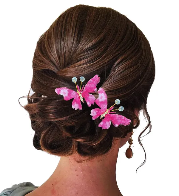Pack_of_6_Dark_Pink_Artificial_Butterfly_Hair_Pin_For__And_Women_Pins