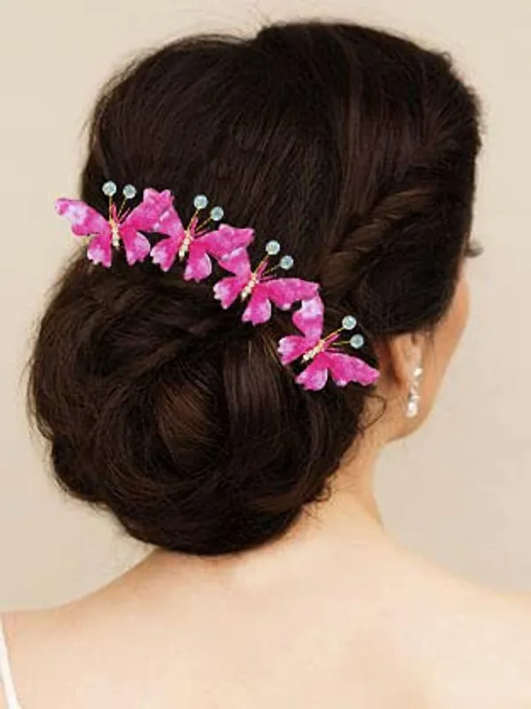 Pack_of_6_Dark_Pink_Artificial_Butterfly_Hair_Pin_For__And_Women_Pins
