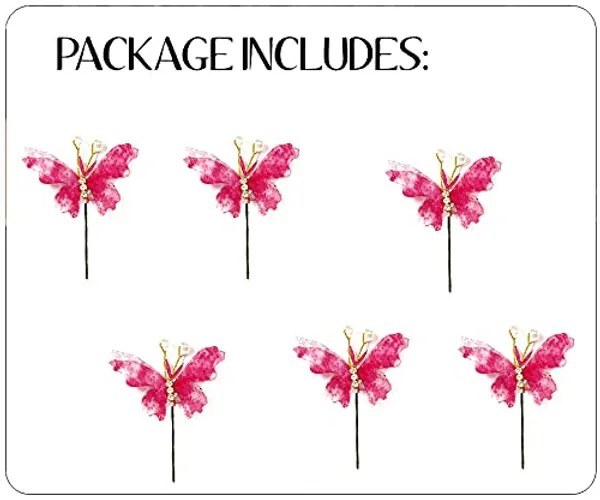 Pack_of_6_Dark_Pink_Artificial_Butterfly_Hair_Pin_For__And_Women_Pins