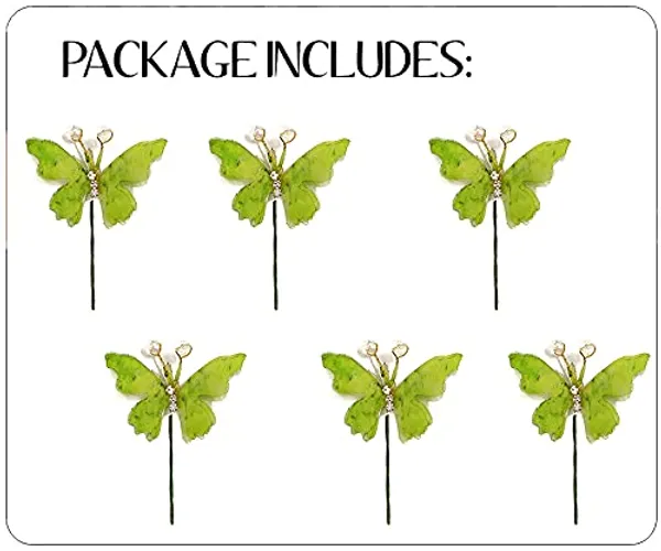 Pack_of_6_Light_Green_Artificial_Butterfly_Hair_Pin_For__And_Women_Pins