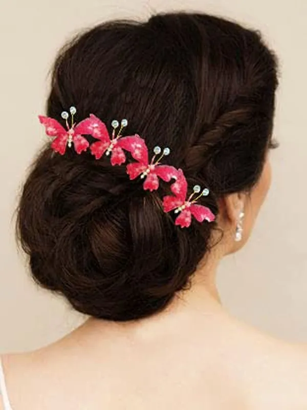 Pack_of_6_Red_Artificial_Butterfly_Hair_Pin_For__And_Women_Pins