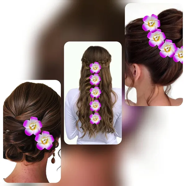 Pack_of_5_Dark_Pink_Women_Artificial_Frangipani_Hair_Accessories_And_Juda_Pin__Pins