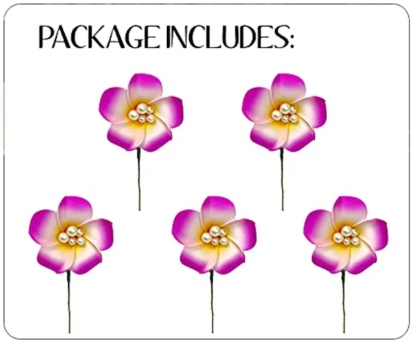 Pack_of_5_Dark_Pink_Women_Artificial_Frangipani_Hair_Accessories_And_Juda_Pin__Pins