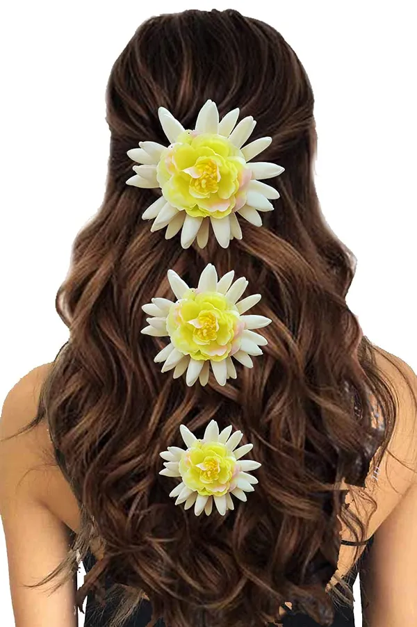 Yellow_Artificial_Rose_With_Jasmine_Flower_Hair_Pin_For_Women_&_Girls_(14_X_8_X_4_Cm)
