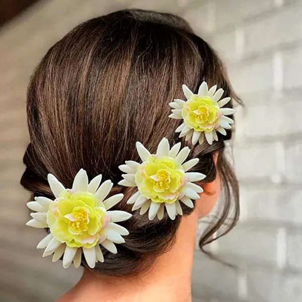 Yellow_Artificial_Rose_With_Jasmine_Flower_Hair_Pin_For_Women_&_Girls_(14_X_8_X_4_Cm)