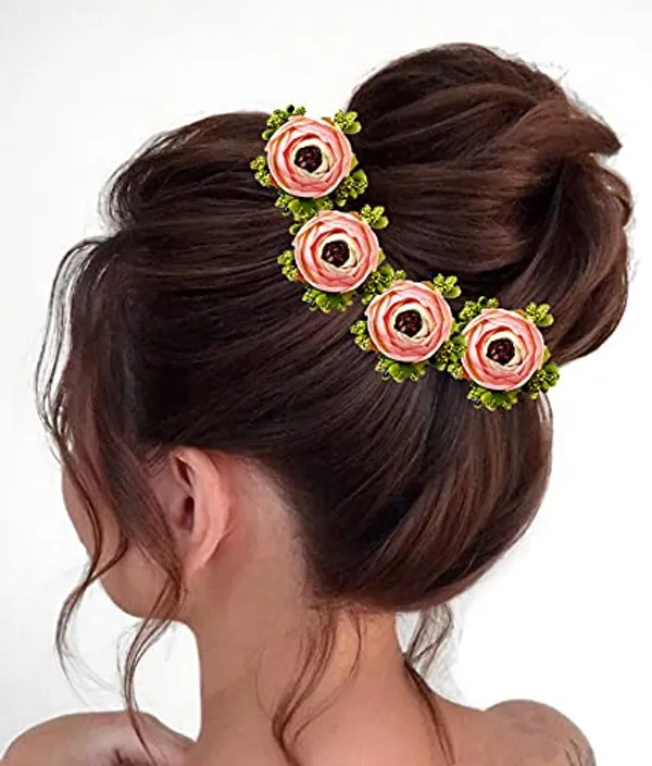 Pack_of_5_Baby_Pink_Artificial_Rose_Flower_Hair_Pin_For_Women__Pins
