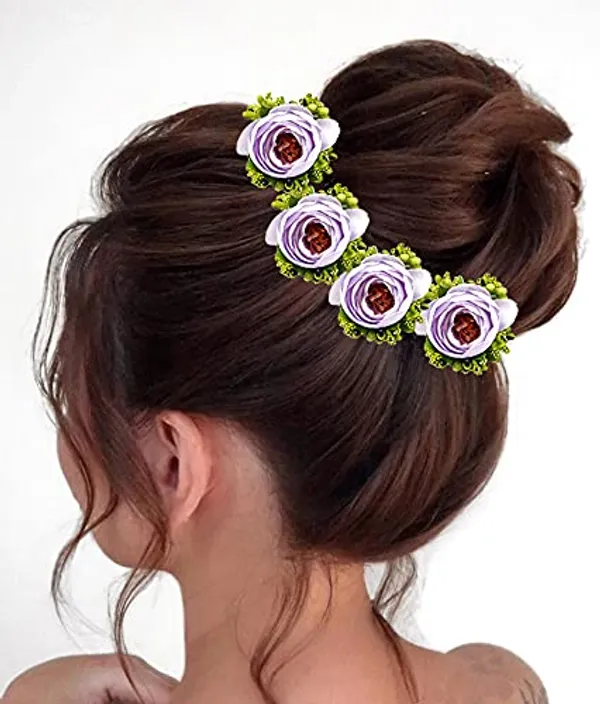Pack_of_5_Purple_Artificial_Rose_Flower_Hair_Pin_For_Women__Pins