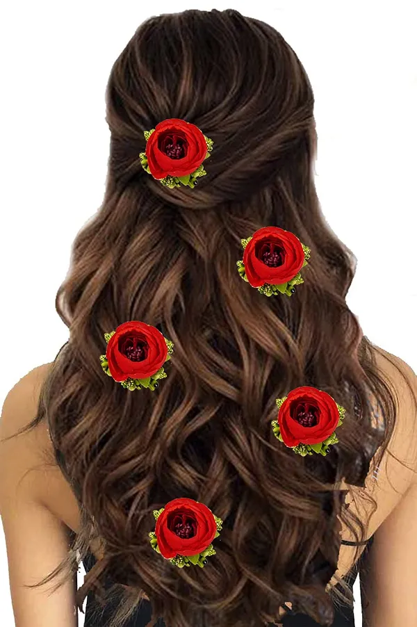 Pack_of_5_Red_Artificial_Rose_Flower_Hair_Pin_For_Women__Pins