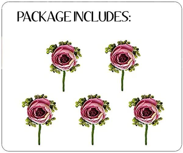 Pack_of_5_Wine_Artificial_Rose_Flower_Hair_Pin_For_Women__Pins