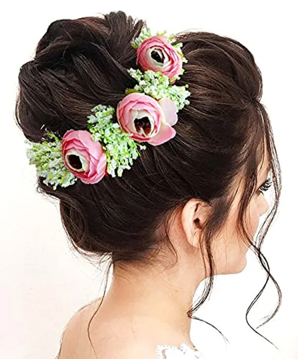 Baby_Pink_Artificial_Rose_With_Lavender_Flower_Hair_Vein_For_Women_(14_X_8_X_1_Cm)