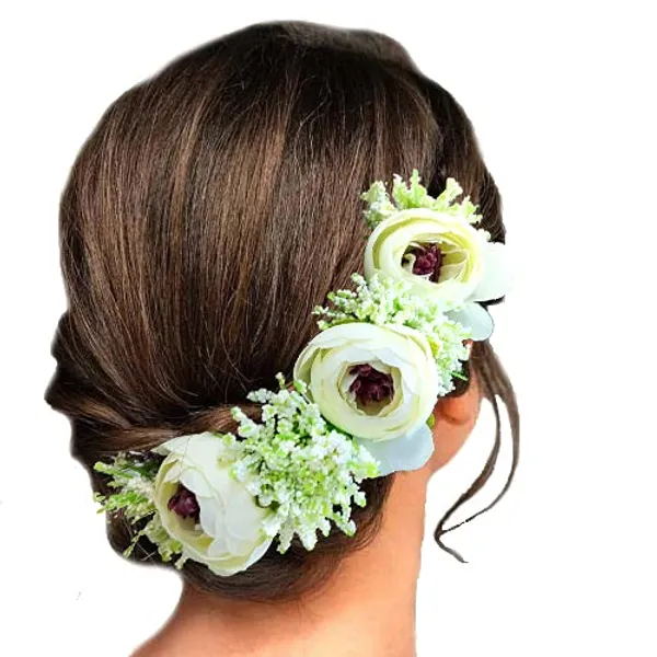 Cream_Artificial_Rose_With_Lavender_Flower_Hair_Vein_For_Women_(14_X_8_X_1_Cm)