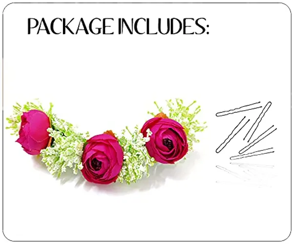 Dark_Pink_Attractive_Artificial_Rose_With_Lavender_Flower_Bridal_Wedding_Hair_Accessories_For_Women_&_Girls_(14_X_8_X_1_Cm)