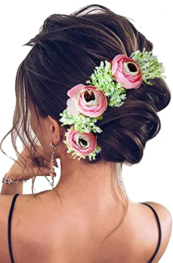 Baby_Pink_Artificial_Rose_With_Lavender_Flower_Hair_Vein_For_Women_(14_X_8_X_1_Cm)