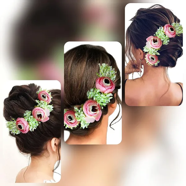 Baby_Pink_Artificial_Rose_With_Lavender_Flower_Hair_Vein_For_Women_(14_X_8_X_1_Cm)