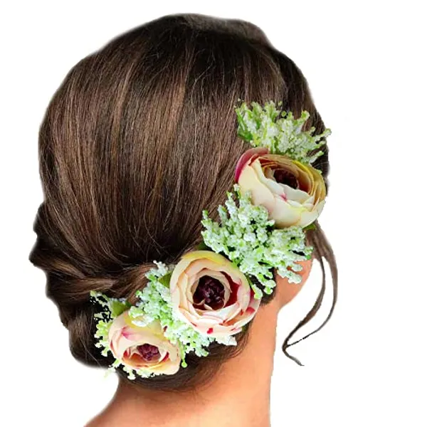 Peach_Artificial_Rose_With_Lavender_Flower_Hair_Vein_For_Women_(14_X_8_X_1_Cm)