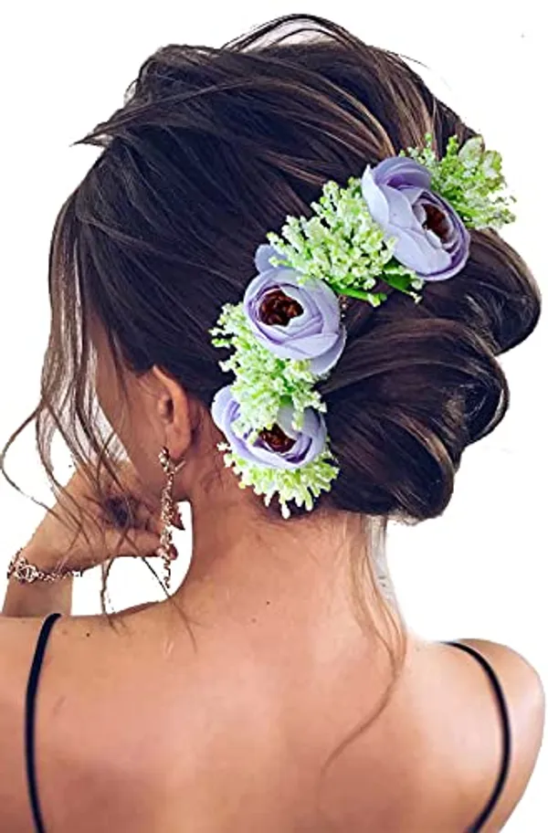 Purple_Artificial_Rose_With_Lavender_Flower_Hair_Vein_For_Women_(14_X_8_X_1_Cm)