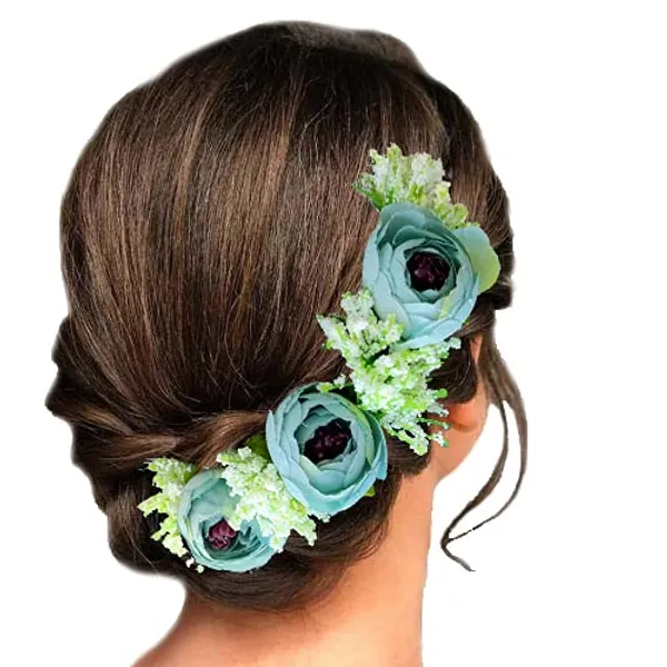 Rama_Green_Artificial_Rose_With_Lavender_Flower_Hair_Vein_For_Women_(14_X_8_X_1_Cm)