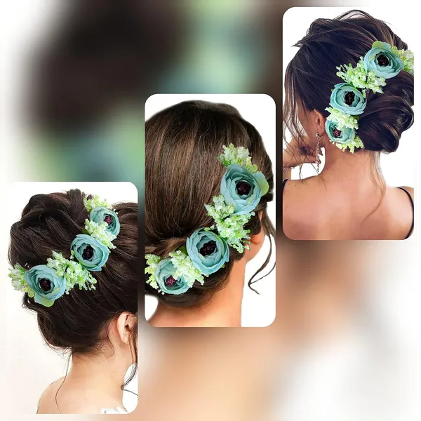 Rama_Green_Artificial_Rose_With_Lavender_Flower_Hair_Vein_For_Women_(14_X_8_X_1_Cm)