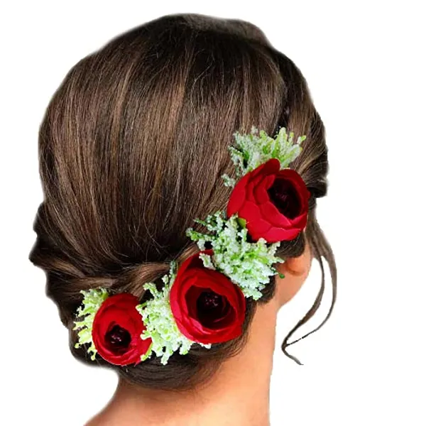 Red_Artificial_Rose_With_Lavender_Flower_Hair_Vein_For_Women_(14_X_8_X_1_Cm)