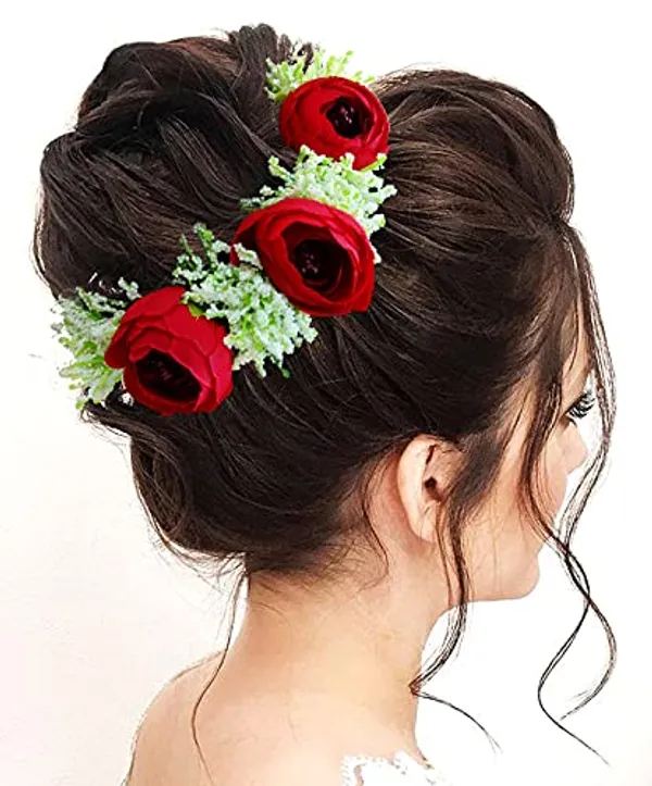 Red_Artificial_Rose_With_Lavender_Flower_Hair_Vein_For_Women_(14_X_8_X_1_Cm)
