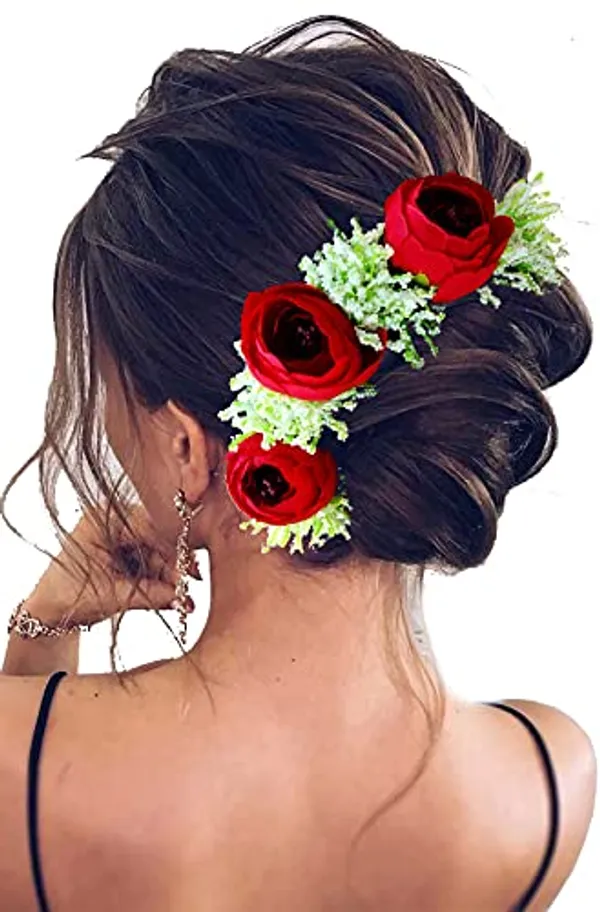 Red_Artificial_Rose_With_Lavender_Flower_Hair_Vein_For_Women_(14_X_8_X_1_Cm)