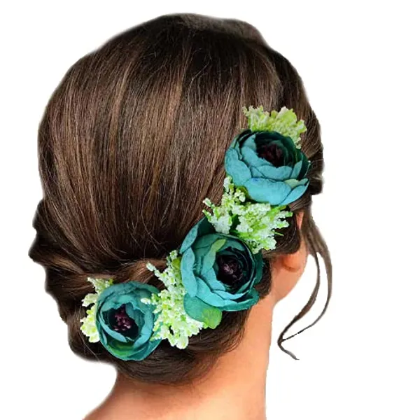 Torquoise_Attractive_Artificial_Rose_With_Lavender_Flower_Bridal_Wedding_Hair_Accessories_For_Women_&_Girls_(14_X_8_X_1_Cm)